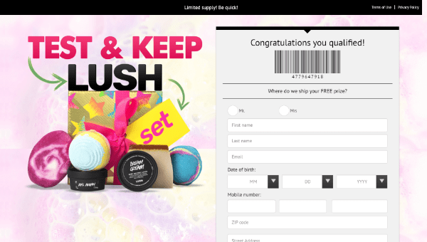 Test and Keep Lush Set Test and Keep Lush Set