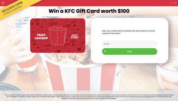 Win a KFC Gift Card Win a KFC Gift Card